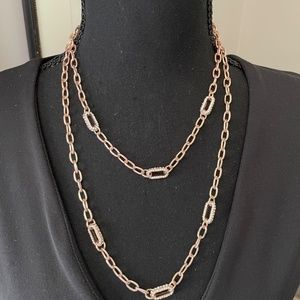 Rose gold coloured double necklace